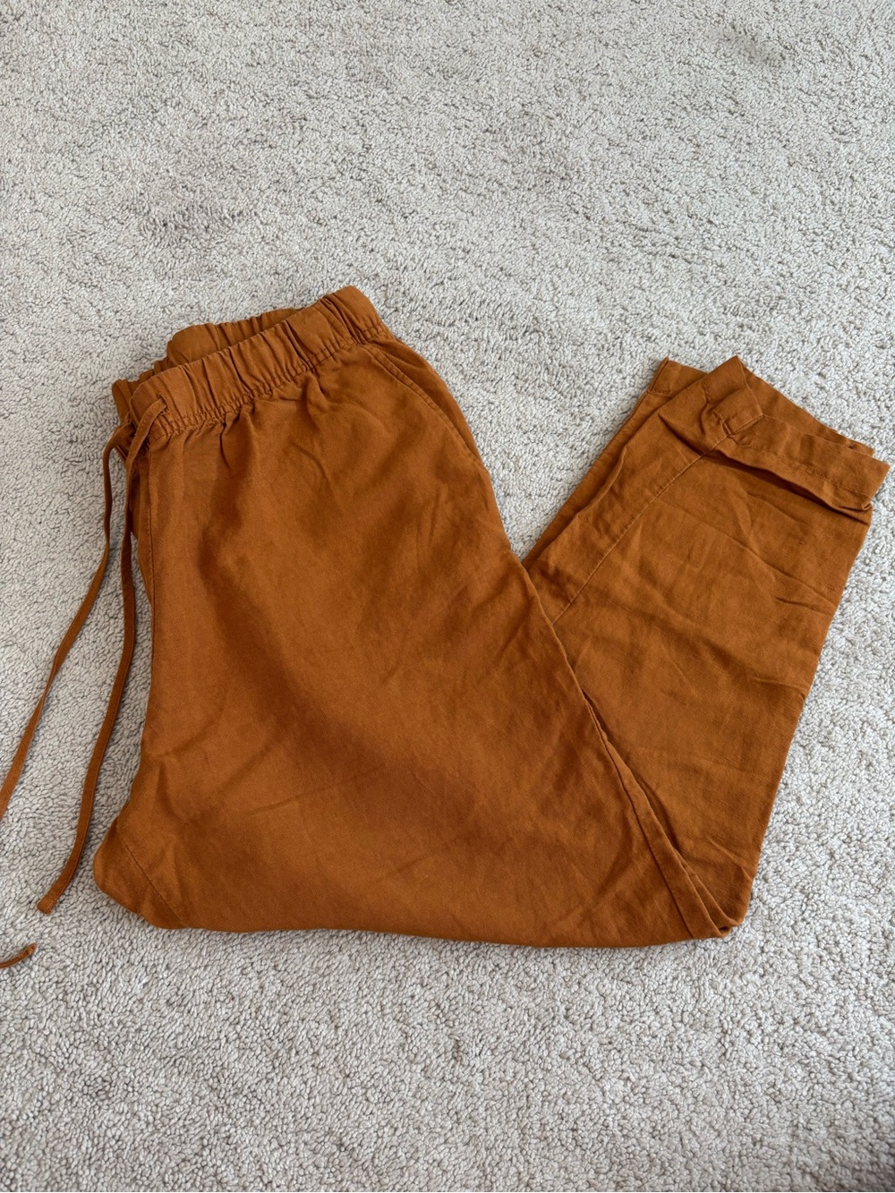 a new day Wide Leg Linen Drawstring Pants in Rust Brown, Women’s Medium